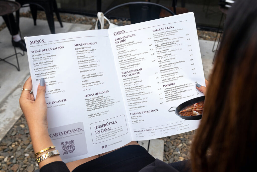 Carta restaurante Levante Plaza Valencia